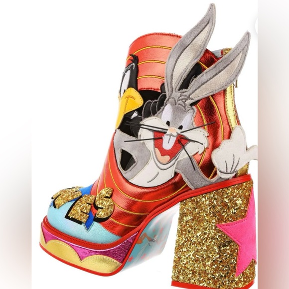 Brand New Irregular Choice Looney Tunes “That’s all Folks” platform boots 11.5 - Picture 5 of 12